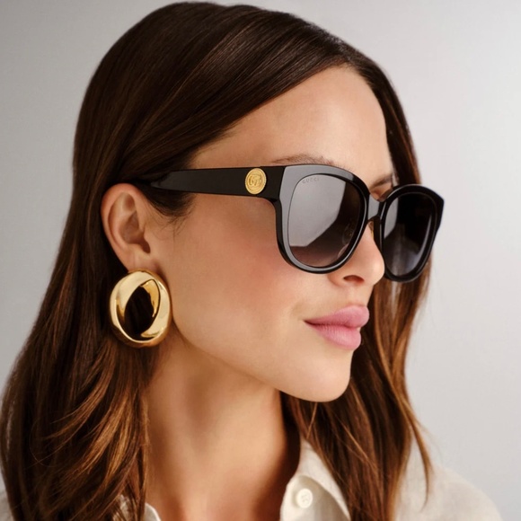 NEW GG1409SK 001 GUCCI BLACK GREY ROUND WOMEN GUCCI SUNGLASSES - Picture 2 of 14